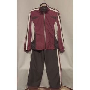 St. Johns Bay Active Womens Purple/Charcoal/White Full-Zip Track Suit Size S/M